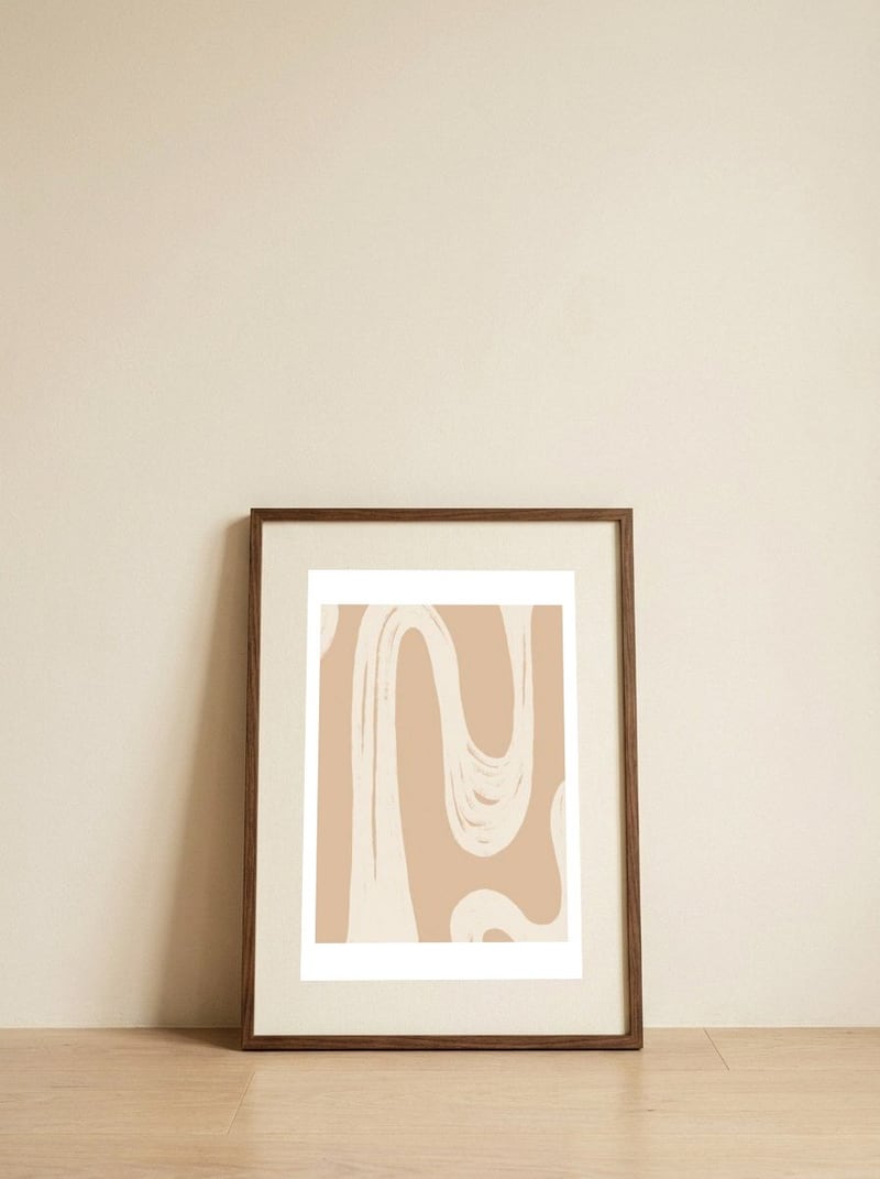 Organic Flowing Lines — framed, leaning against the wall