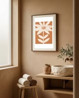 Botanical Terracotta Flower framed in a serene room thumbnail