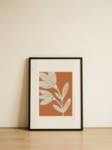 Minimalist Terracotta Flowers — framed, leaning against the wall thumbnail
