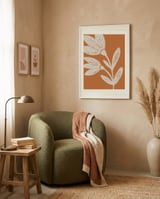 Minimalist Terracotta Flowers framed in a tender room thumbnail