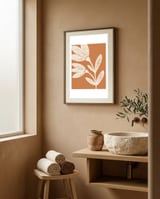 Minimalist Terracotta Flowers framed in a serene room thumbnail