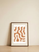 Terracotta Wavy Lines — framed, leaning against the wall thumbnail
