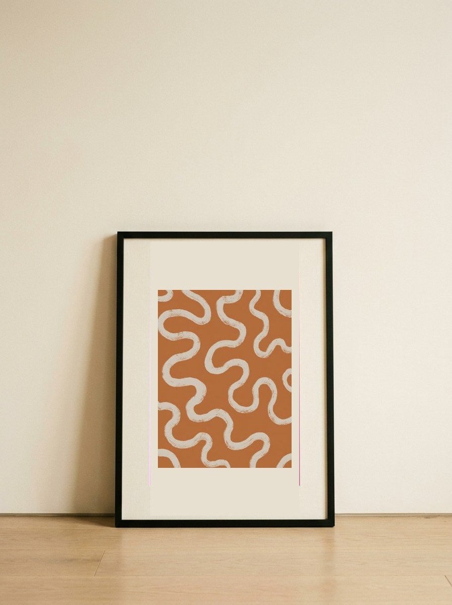 Organic Wavy Lines — framed, leaning against the wall