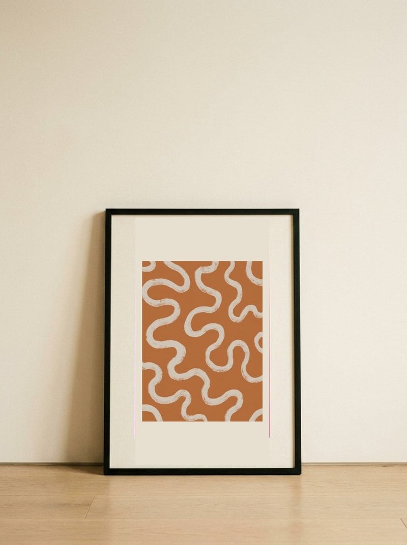 Organic Wavy Lines — framed, leaning against the wall