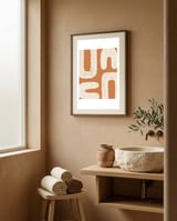 Warm Minimalist Shapes framed in a serene room thumbnail
