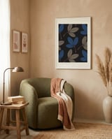 Blue Brown Leaf Pattern framed in a tender room thumbnail