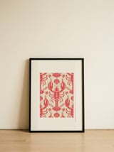 Red Lobster Nautical Pattern — framed, leaning against the wall thumbnail