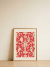 Nautical Lobster Pattern — framed, leaning against the wall thumbnail