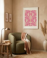 Pink Lobster Pattern framed in a tender room thumbnail