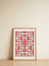 Nautical Lobster Pattern — framed, leaning against the wall thumbnail