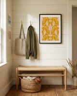Yellow Lobster Nautical Pattern framed in a relaxed room thumbnail