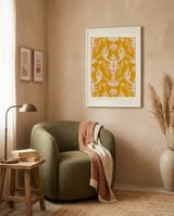 Yellow Lobster Nautical Pattern framed in a tender room thumbnail