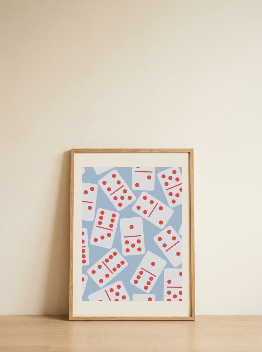 Scattered Dominoes Pattern — framed, leaning against the wall