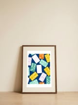 Colorful Domino Pattern — framed, leaning against the wall thumbnail