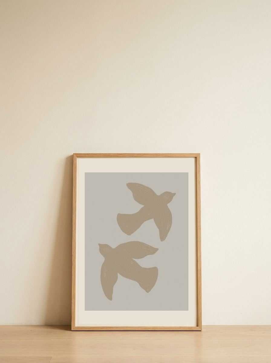 Flying Peace Doves — framed, leaning against the wall