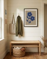 Blue Folk Flowers framed in a relaxed room thumbnail