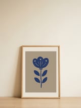 Blue Folk Flower — framed, leaning against the wall thumbnail