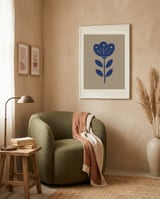 Blue Folk Flower framed in a tender room thumbnail