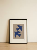 Blue Flying Birds — framed, leaning against the wall thumbnail