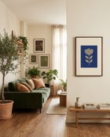 Scandinavian Blue Flower framed in a grounding room thumbnail