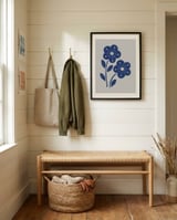 Blue Folk Flowers framed in a relaxed room thumbnail