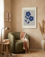 Blue Folk Flowers framed in a tender room thumbnail
