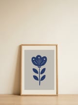 Minimalist Blue Flower — framed, leaning against the wall thumbnail
