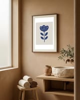 Minimalist Blue Flower framed in a serene room thumbnail