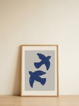 Blue Flying Birds — framed, leaning against the wall thumbnail