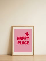 Happy Place Pink Flower — framed, leaning against the wall thumbnail