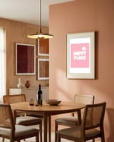 Happy Place Pink Flower framed in a intimate room thumbnail