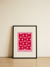 Modern Pink Semicircle Pattern — framed, leaning against the wall thumbnail