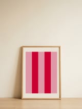 Vibrant Pink Red Stripes — framed, leaning against the wall thumbnail