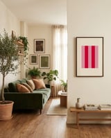 Vibrant Pink Red Stripes framed in a grounding room thumbnail