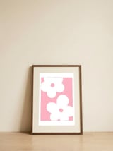 Bold Pink Flowers — framed, leaning against the wall thumbnail