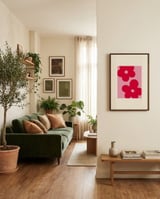 Bold Pink Flowers framed in a grounding room thumbnail