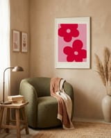 Bold Pink Flowers framed in a tender room thumbnail