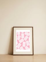 Playful Pink Dominoes — framed, leaning against the wall thumbnail