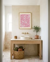 Playful Pink Dominoes framed in a breezy room thumbnail
