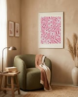 Playful Pink Dominoes framed in a tender room thumbnail