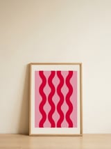 Pink And Red Waves — framed, leaning against the wall thumbnail