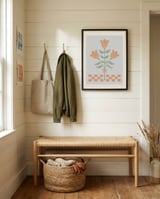 Whimsical Folk Flowers framed in a relaxed room thumbnail