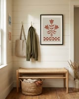 Terracotta Folk Flowers framed in a relaxed room thumbnail