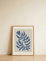 Blue Dotted Botanicals — framed, leaning against the wall thumbnail