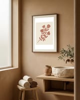Terracotta Botanical Blooms framed in a serene room thumbnail