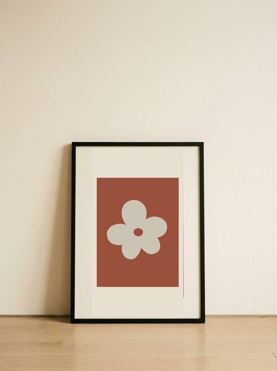 Retro Cream Flower — framed, leaning against the wall