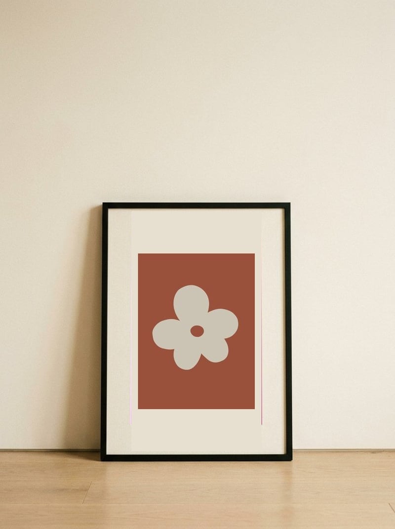 Retro Cream Flower — framed, leaning against the wall