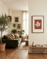 Retro Cream Flower framed in a grounding room thumbnail