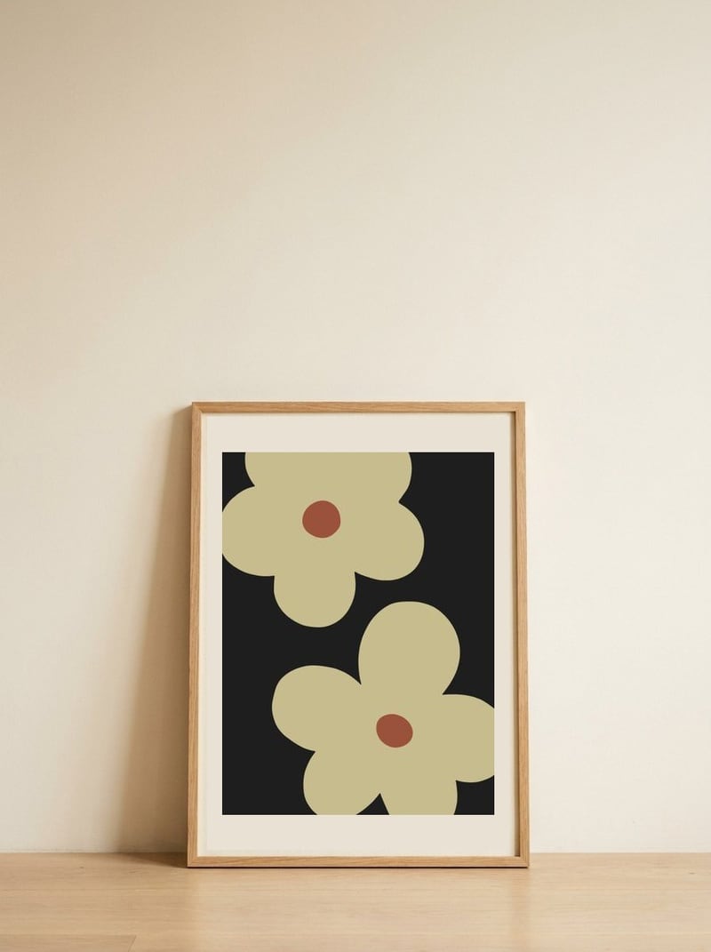 Retro Floral Duo — framed, leaning against the wall