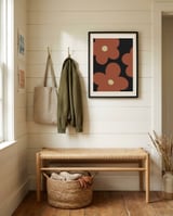 Terracotta Retro Flowers framed in a relaxed room thumbnail